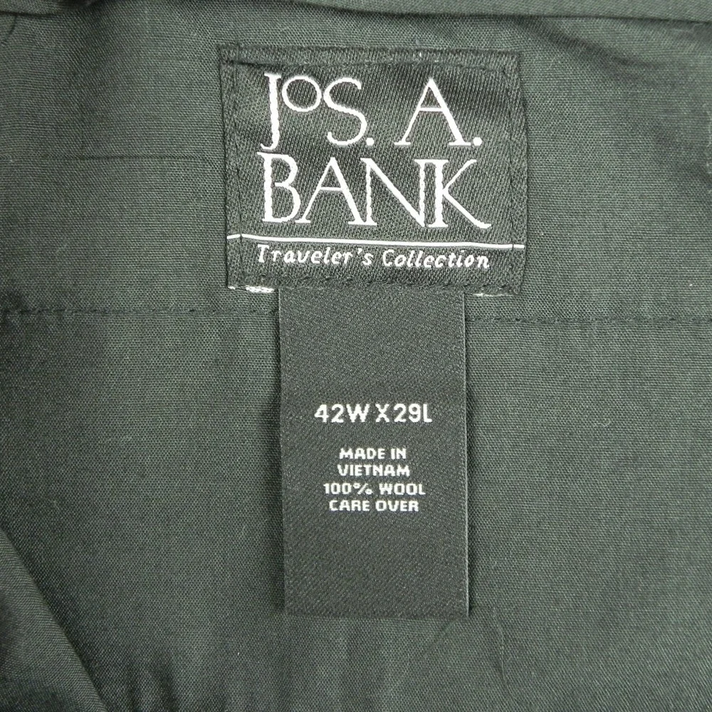 Jos A Bank Pants Mens 42x29 Travelers Wool Dress Slacks Suit Formal Pleated Gray